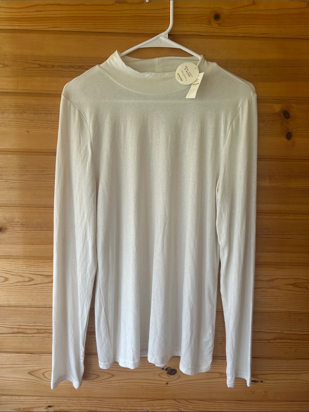 aerie White Mock Neck Long Sleeve Top